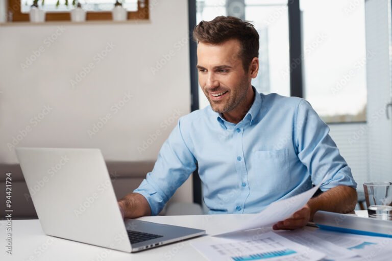 Man working from home on laptop