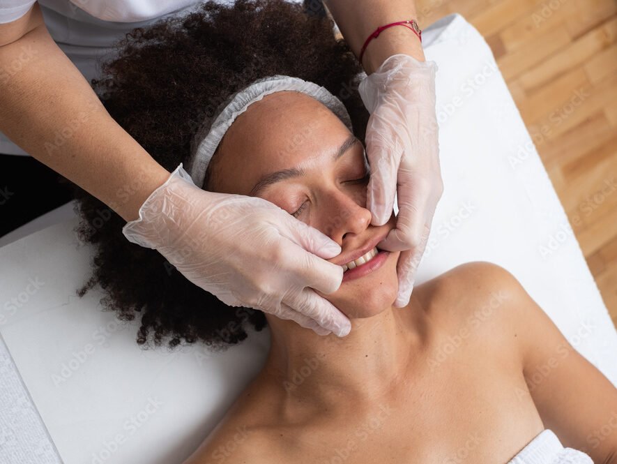 Woman Having Intra-Oral Massage Close Up